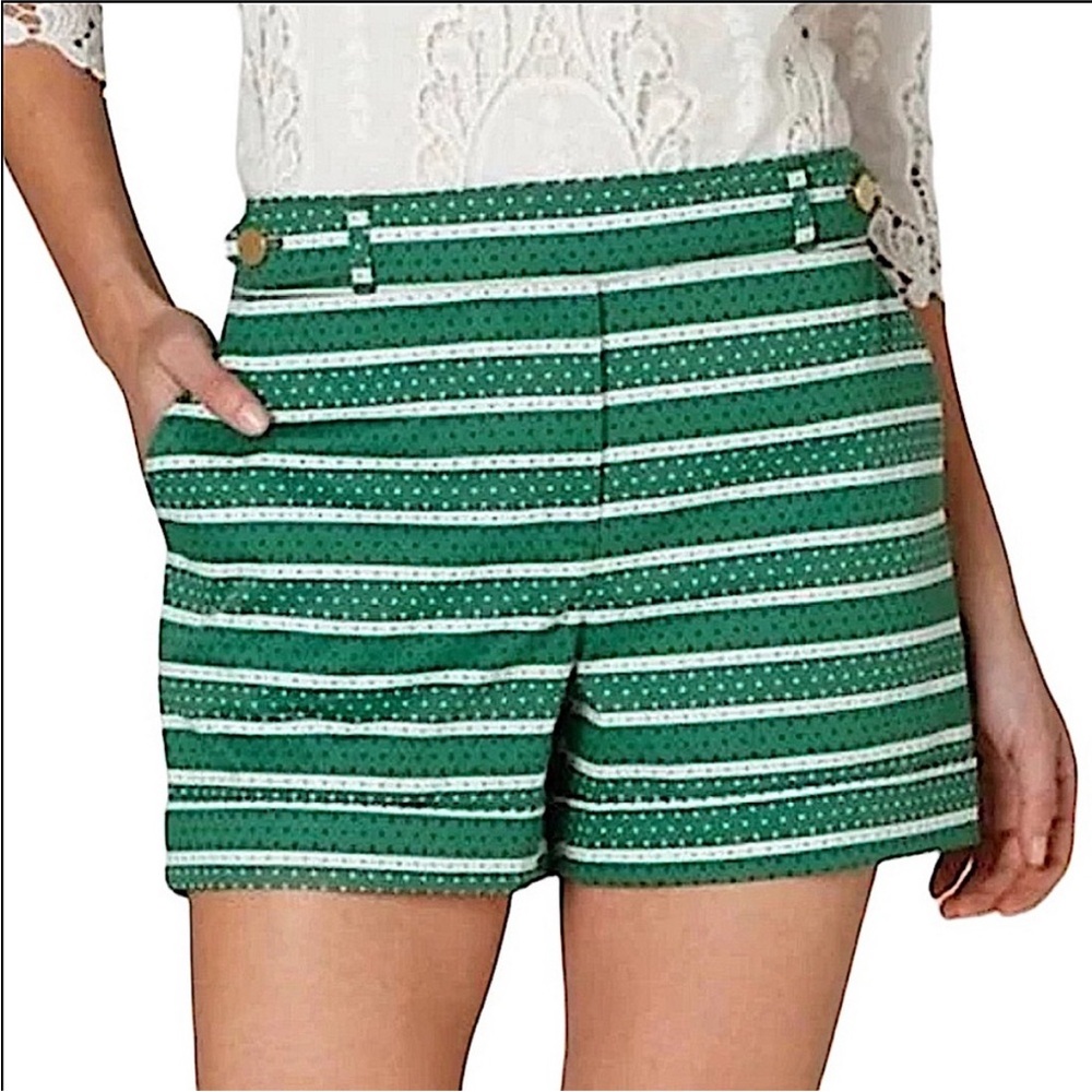 MEADOW RUE x ANTHROPOLOGIE: Madison Green Polka Striped Dot Shorts - Size 6